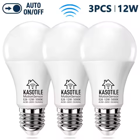 Kasotile Motion Sensor Light Bulb, Indoor Motion Activation Detector Light Bulb, E26 Base Dusk to Da