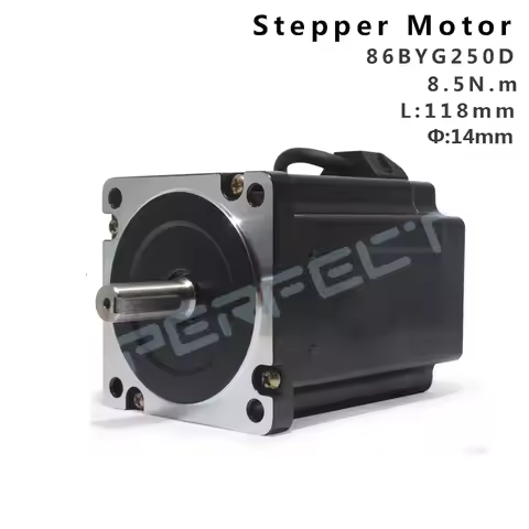 86BYG250D Nema34 Stepping Motor for CNC Engraving Machine High Torque 8.5N.m D14mm 6A 118mm Electric