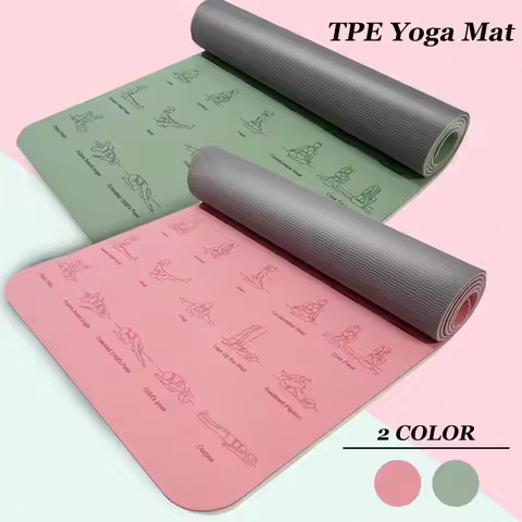 TPE Yoga Mat Non Slip With Patter 183*57cm 6mm Eco-friendly Hight-densit Gymnastics Mat Suitable for