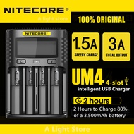 Original Nitecore UM4 UM2 USB QC Battery Charger Intelligent Circuitry Global Insurance li-ion AA AA