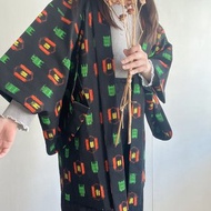 日本製和風印花黑色古著羽織和服外套