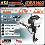 💕♦OGAWA Boat Engine Outboard Motor 63CC 3.5Hp 2-Stroke Short Shaft Super Power Boat Engine 6500RPM 6 Month Warranty