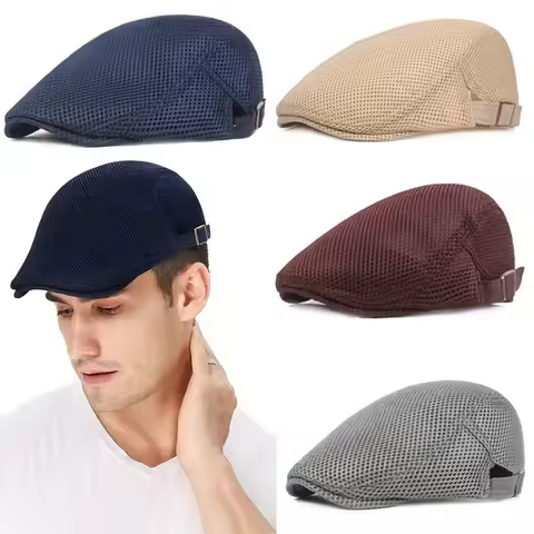 Peaked Cap Fashion Mesh Adjustable Peaked Cap Beret Hat Breathable Golf Hat Beret Hat