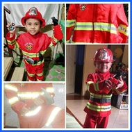 ۞ ♈ ♒ Fireman Costume for Kids Boys Firefighter Career Guidance Suit Children Carrer Cosplay Unifor
