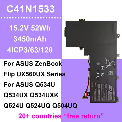 For ASUS Zenbook Flip UX560UQ UX560UX Q524U Q534U Q524UQ Q534UX Laptop Battery C41N1533 4ICP3/63/120