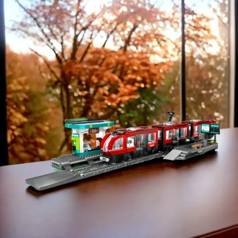 ตัวต่อซีรีส์เมือง ชุดประกอบสถานีรถรางในเมือง ของเล่นประกอบรถยนต์สำหรับเด็กผู้ชาย ระดับความยากสูง ของ