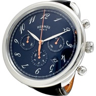 นาฬิกา HERMES AR4.910a Arceau Chrono ตัวเรือนสแตนเลสสตีล/สายหนัง ระบบการทำงานอัตโนมัติ หน้าปัดสีดำ/ส
