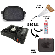 PORTABLE SAMGYUPSAL GRILL PAN SET INDOOR/OUTDOOR STOVE Best for Samgyupsal, Samgyupsal, Portable, Portable Gas Stove, Stovetop Grill Pan, Barbeque BBQ, Korean Samgyeopsal Set, Non-stick, Butane Gas Stove with Griller, Butane Gas , Samgyupsal Set, Samgupsa