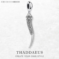 Horn Tiger Tooth Pendant Vintage Fine Jewelry Pure 925 Sterling Silver Amulet Gift For Woman & Men