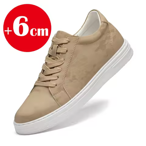 Breathable Outdoor Elevator Sneakers Men's Shoes PU Leather Increased 6cm Casual Shoes Walking Shoes
