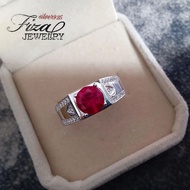 cincin lelaki perak 925 original, cincin lelaki permata merah silver 925, silver 925 men ring red ru