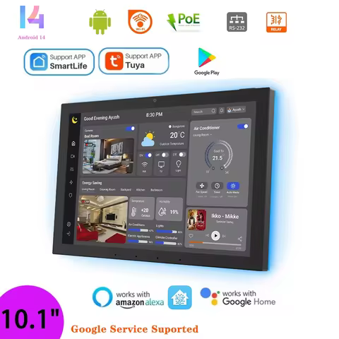 10.1 inch Wall Mount Smart Home Control Panel Android 14 Tablet POE Touch Screen with In-built MQTT 