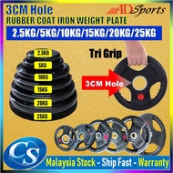 ADSports 3cm Hole Rubber Coated Cast Iron Weight Plate Tri Grip Dumbbell Plate Dumbbell Weights Suit
