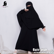 Gamis anak perempuan set hijab cadar BASIC hijau wardah baju dan jilbab instan syari free niqab