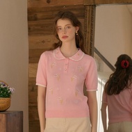 Marigold 彼得潘領針織刺繡上衣