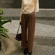 Pit Strip Straight Whole Circle Elastic Waist Pocket Trousers FW Beauty Clothes D5211 W0053