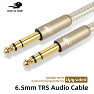 GOLLEY LION สาย TRS 1/4นิ้วใช้งานหนัก6.35มม. ตัวผู้ไปยังตัวผู้แจ็คสเตอริโอเสียงสมดุลเส้นทางสายเคเบิล