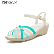 CDFHWUN Sandals cho phụ nữ Jelly Sandals phụ nữ chống trượt Wedge Sandals nữ mùa hè cao gót Giày san