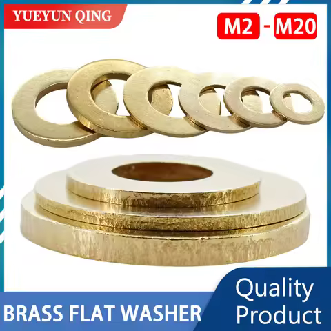 Solid Brass Flat Washers O Ring Gasket Metal Plain Pad Spacers M2 M2.5 M3 M4 M5 M6 M8 M10 M12 M14 M1