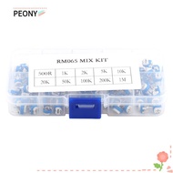 PEONYSG 100PCS Variable Resistor, Blue&White Film Type Potentiometer, Precision 10 Values Adjustable
