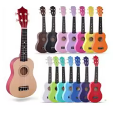 Soverup 21 Inch Wood Soprano Ukulele Guitar Multi Color 4 Strings Ukulele Bass Guitar With Bag For B