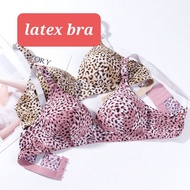 40B 42B 44B Cup Plus Size Non-wired Latex Bra Thin Padded Leopard Bra 大码天然乳胶无钢圈豹纹内衣