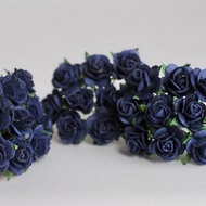 纸花供应 100 件桑椹玫瑰大小 1.5 厘米 激情蓝色。
