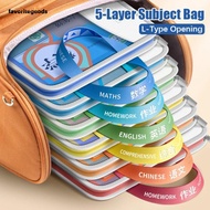 FAVORITEGOODS Mesh Zipper Pouch, Portable Handle Subject Classification Subject Bag, Delicate 5-Laye