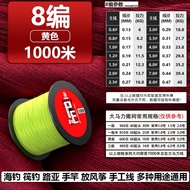 เชือกตกปลา PE 8 ทแยง 1000 เมตร สำหรับตกปลาในทะเล ด้ายหลัก ด้ายล่อ ด้ายลาก ด้ายล้อมวง ด้ายล้อมวง