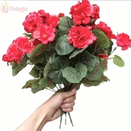 YOLOGO Begonia Flower Artificial Plants, 35CM Silk Simulated Begonia Flower,  DIY Artificial Flower 