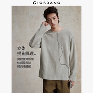 Giordano Faux Wool-Knit Knitted Long-Sleeve T-Shirt with Crew Neck & Jacquard – faux wool warm jacqu