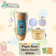 Paper Bowl KRAFT Nesto 650ml+ Tutup / Rice Bowl, Mangkok Kertas, Wadah Kertas ( PACK : 25 PCS )