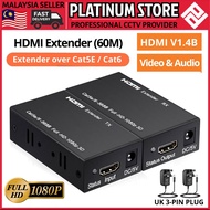 60M HDMI Extender HDTV Expansion 60 Meter Full HD 1080P 60Hz RJ45 LAN Network Cable Cat 5E Cat6 Tran
