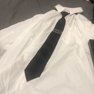 Original Design Sense Small Whirlwind Tie Versatile Shirt Jk Hand-sewn 3D Metal Logo Zipper-free Tie