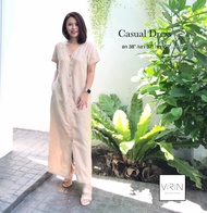 (Pre-Order) VIRIN clothing เสื้อผ้าแฟชั่น เดรสลินิน รุ่น Casual Dress Linen ไซส์ S(39") M(41") L(43"