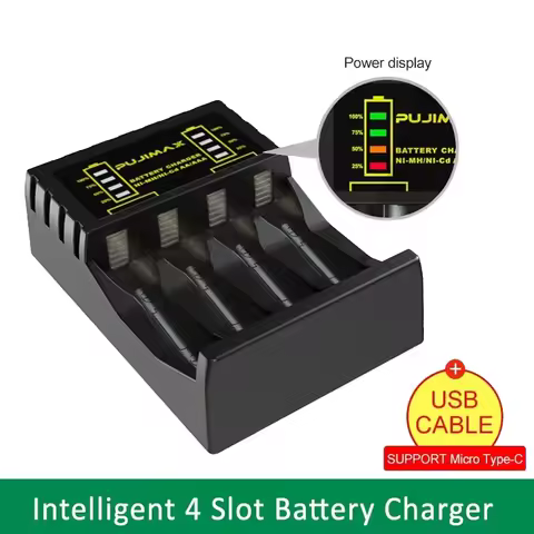Battery Charger 4 Slots Intelligent With LED Indicator USB Charger For No.5/7 1.2V Rechargeable Batt