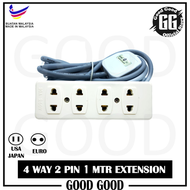 Multi 2 pin plug trailing switch extension socket 4 way 5 way 6 way 1 meter wire AC