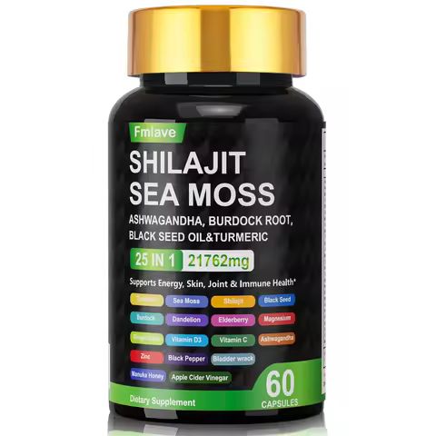 Sea Moss Shilajit Ashwagandha , Sea Moss Capsule Supplement with Turmeric Burdock Root Bladderwrack 