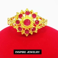 Inspire Jewelry ,แหวนพลอยทับทิมชาตั้ม ยกยอด งานจิวเวลลี่ แบบงานอนุรักษ์ไทย ตัวเรือน หุ้มทองแท้  24K พร้อมกล่องกำมะหยี่ ลายตามที่โชว์ ลายโบราณ  สวยงามมาก ปราณีต ใส่กับเสื้อผ้าไทย ชุดไทย ผ้าสไบ หรือใส่ประดับ ผ้าซิ่น ผ้าถุง ผ้าไหม