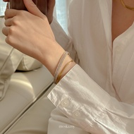 Moska Triple Box Zirconia Stone Bracelet Women Fashion Bangle Gold Bracelet with Zirconia Stone Fash