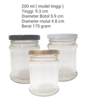 96 PCS 200ML GLASS BOTTLE 200 NEWML + new gold ZINC CAP ROUND CYLINDER BOTTLE/ 200ML GLASS JAR NEW B