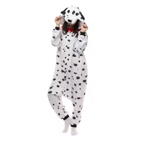 Cruella Cosplay Anime 101 Dalmatians Hoodie Jumpsuit Pajamas Dress Halloween Costume for Woman Adult