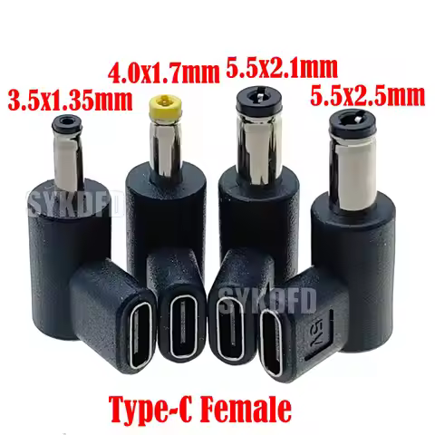 DC Power Connector Universal 5V TypeC to DC 3.5x1.35mm/4.0x1.7mm/ 5.5x2.1mm/5.5x2.5mm Male Jack Plug