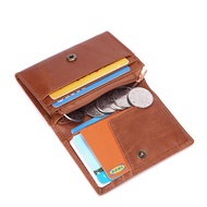 （Layor wallet）  Genuine Leather Men Wallet Antitheft Scanning Slim Leather Zipper Mini Wallet RFID Credit Card Holder with Zipper Coin Pocket