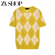 ZARAˉ 2025 Spring New Womens Simple Diamond Pattern Crew Neck Short Sleeve Joker Knitted T-shirt Jac