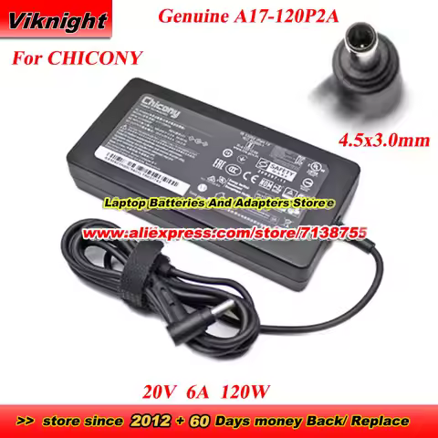Genuine CHICONY A17-120P2A AC Adapter 20V 6A 120W A120A055P 4.5x3.0mm tip for MSI GF63 THIN 10SC 11S