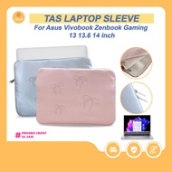 Laptop Sleeve Ribbon Case Cover Asus Vivobook Zenbook Gaming S13 S14 A14 Aesthetic Pastel Girls