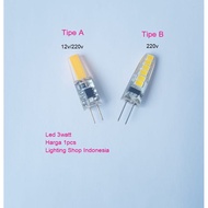 3w G4 led Halogen Lamp mr16 COB 12V/ Bright mini 220V/