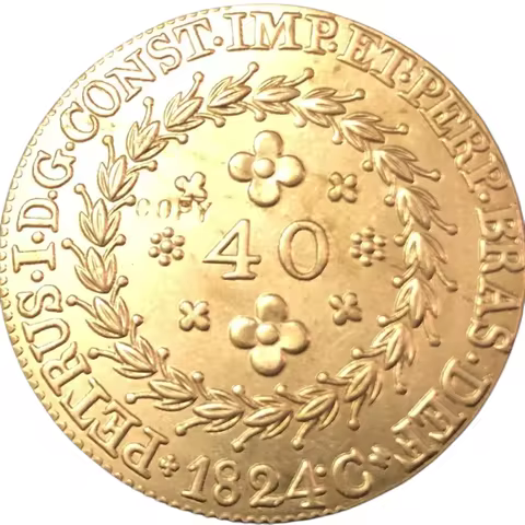 1824 Brazil 40 Reis-Pedro I Copper Copy Coin