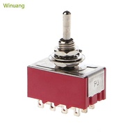 Winu AC 250V 2A 125V 5A 12-Pin On On 2 Position 4PDT Mini Toggle Switch Red